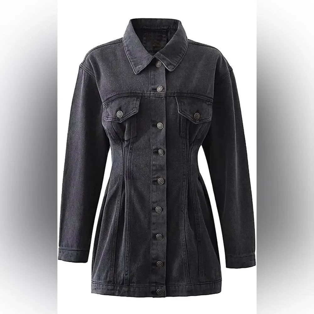 ASOS Charcoal Button-Up Denim mini dress, US6